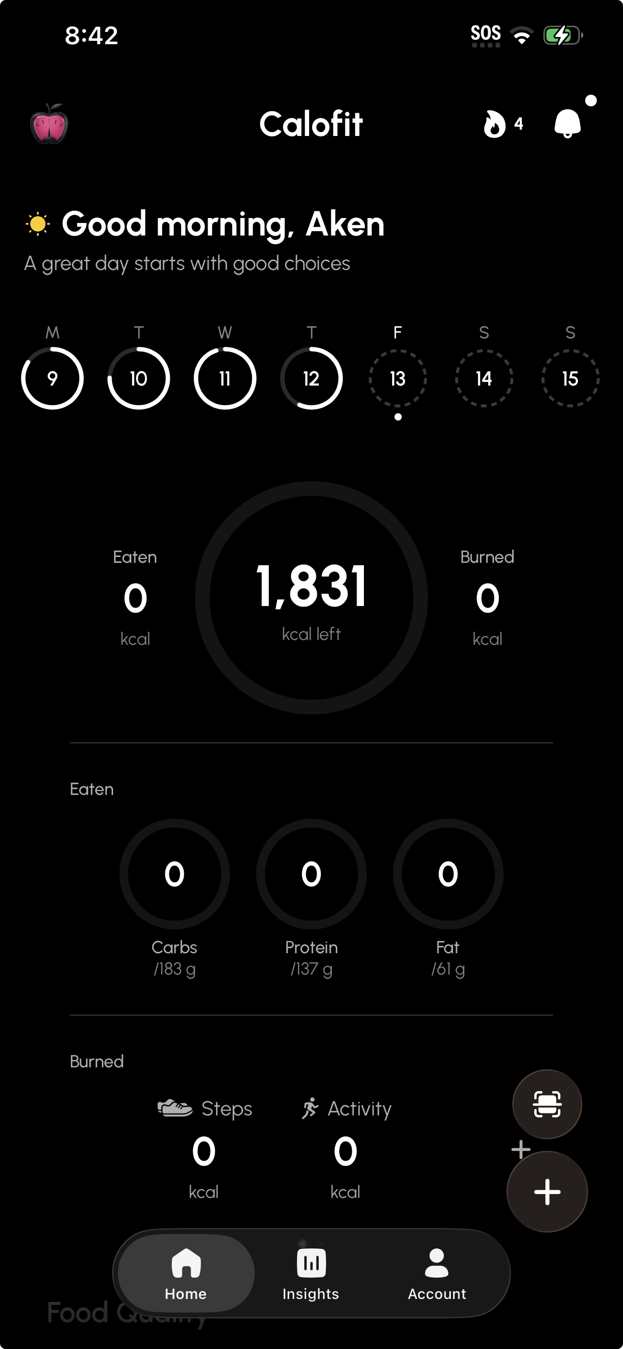 Calofit Deep Dark theme — bold immersive dark dashboard